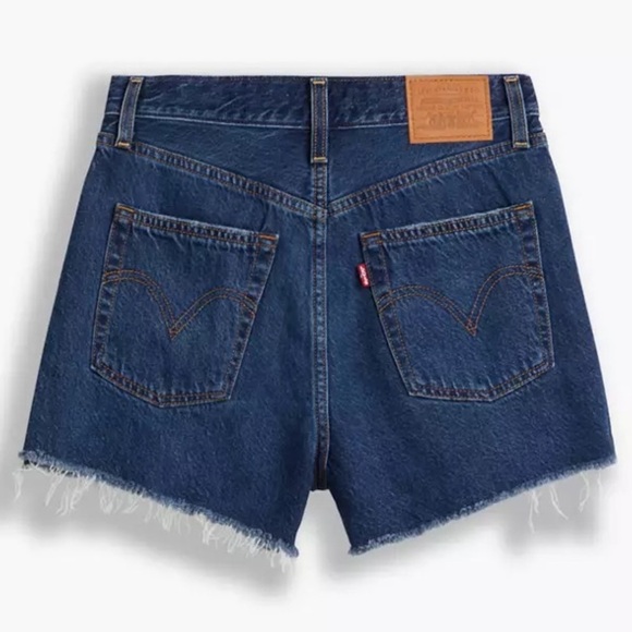 Levi’s Ribcage High Rise Cut Off Button-fly Denim Jean Shorts Size 28 - Picture 2 of 16